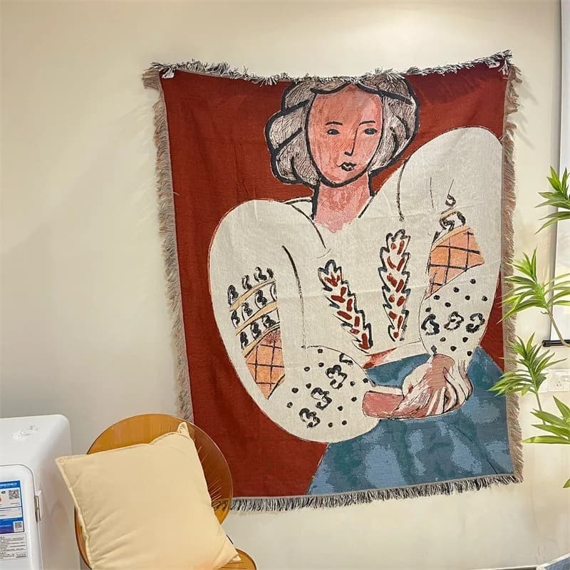 Tapiserie ve stylu Matisse z bavlněné směsi – nástěnná dekorace