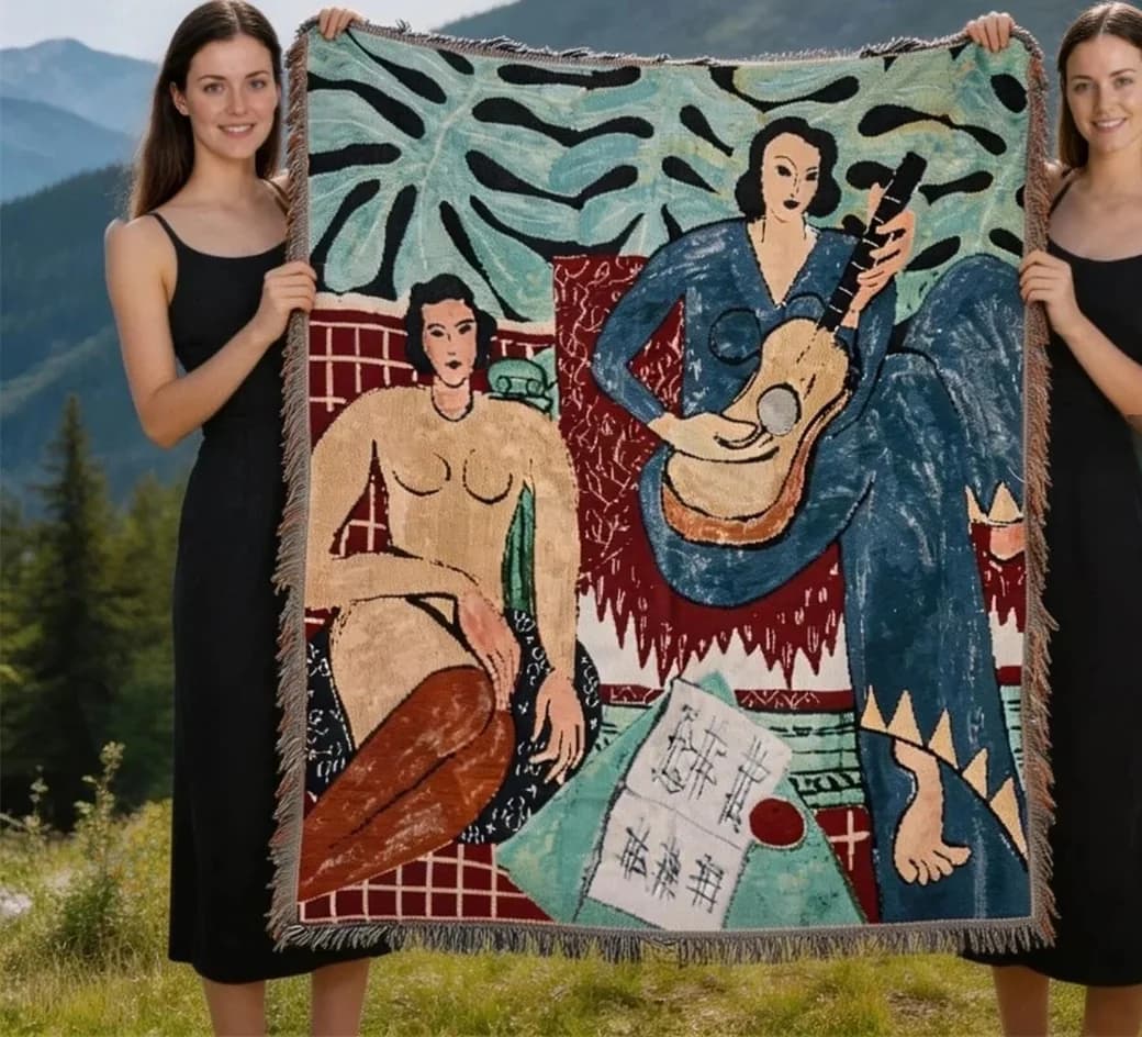 Tkaný gobelínový přehoz ve stylu Matisse