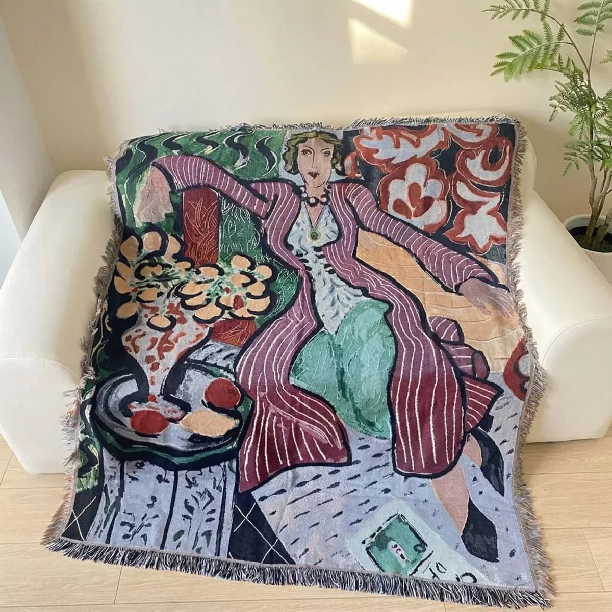 Tkaný gobelínový přehoz ve stylu Matisse