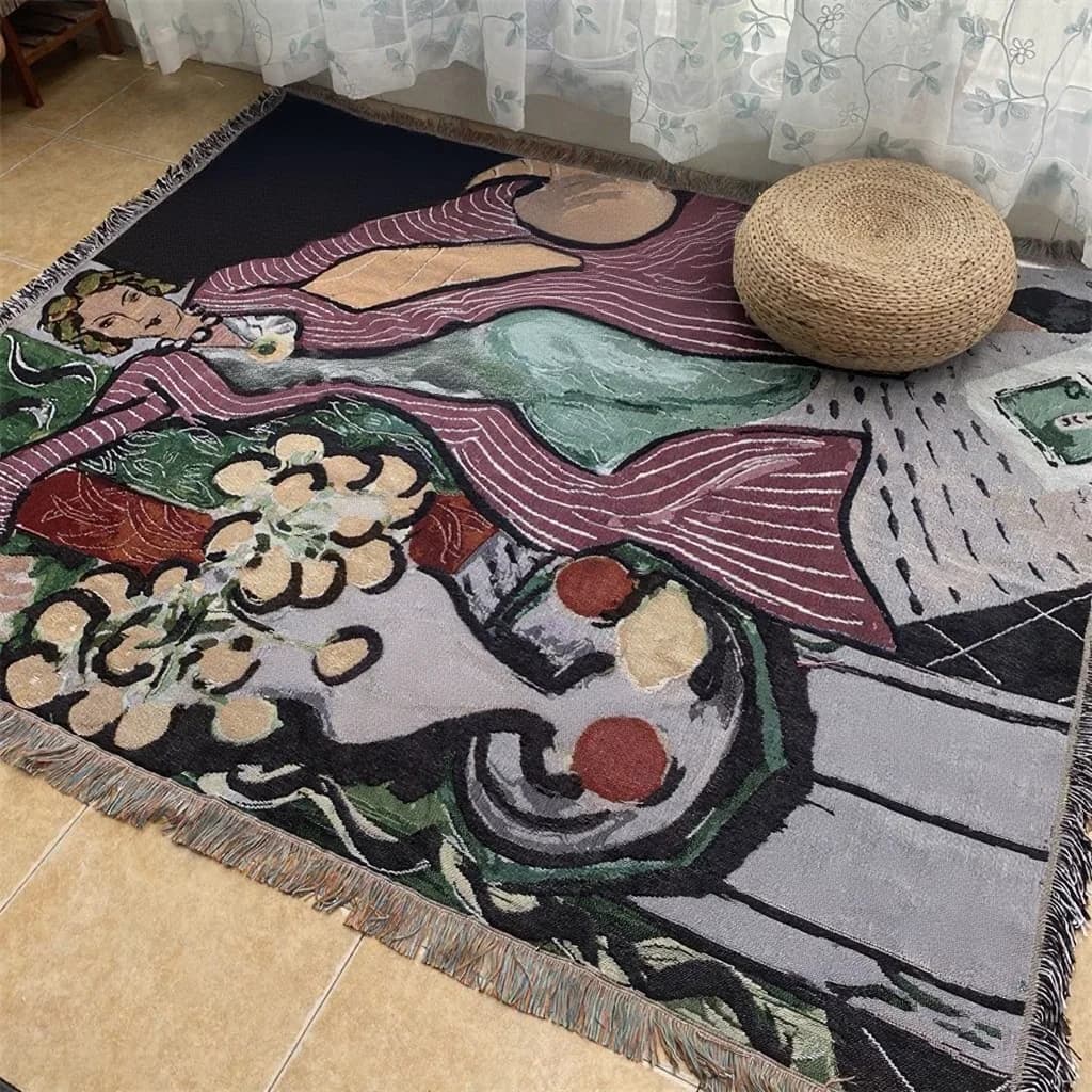 Umělecká tapiserie deka ve stylu Matisse na pohovku nebo jako dekorace na zeď