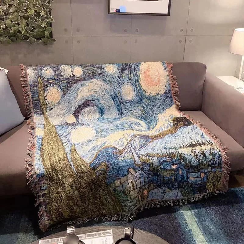 Deka na pohovku Van Gogh Hvězdná noc, bavlněná směs