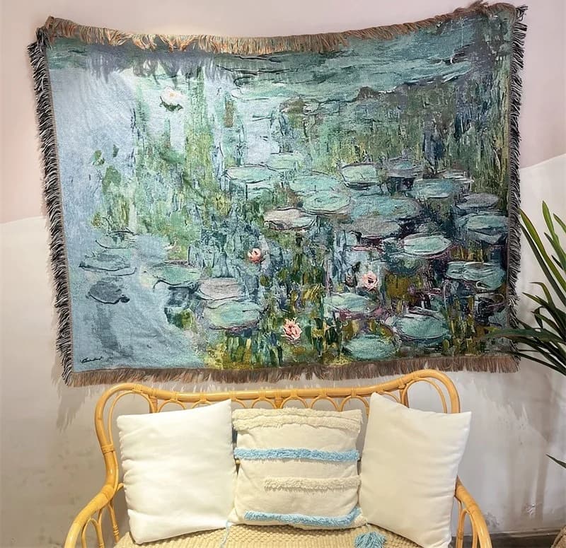 Přehoz s vintage uměleckým potiskem, dekorace na pohovku, 130x160 cm