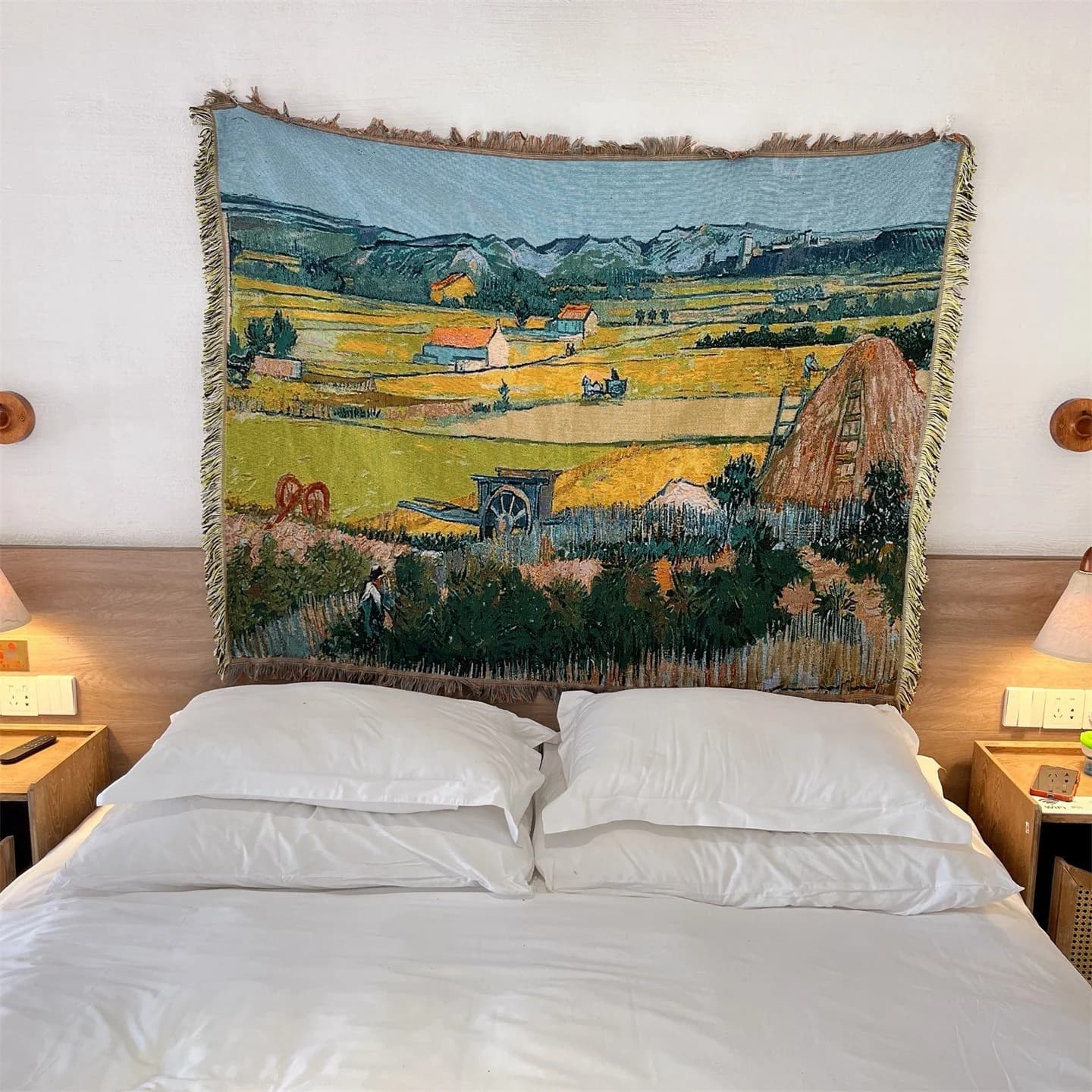 Pletená deka ve stylu Van Gogha na pohovku, postel nebo jako dekorace na zeď, 130x160 cm