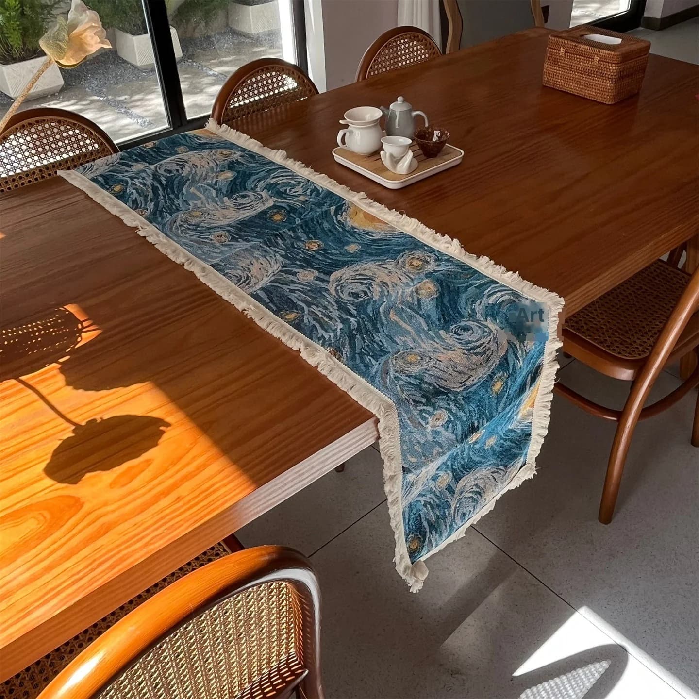 Běžec na stůl Van Gogh Hvězdná noc, bavlněná směs