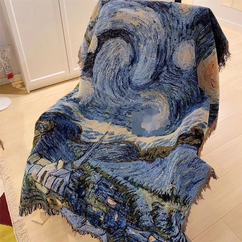 Deka na pohovku Van Gogh Hvězdná noc, bavlněná směs
