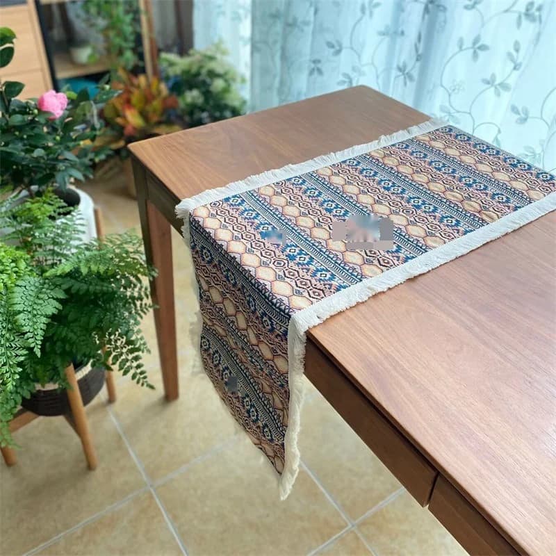 Běhoun na stůl s geometrickým vzorem, bavlna a polyester