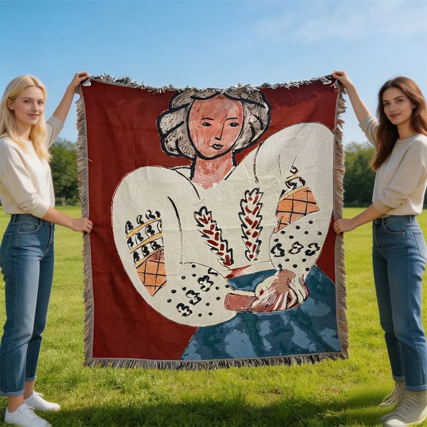 Tkaný gobelínový přehoz ve stylu Matisse