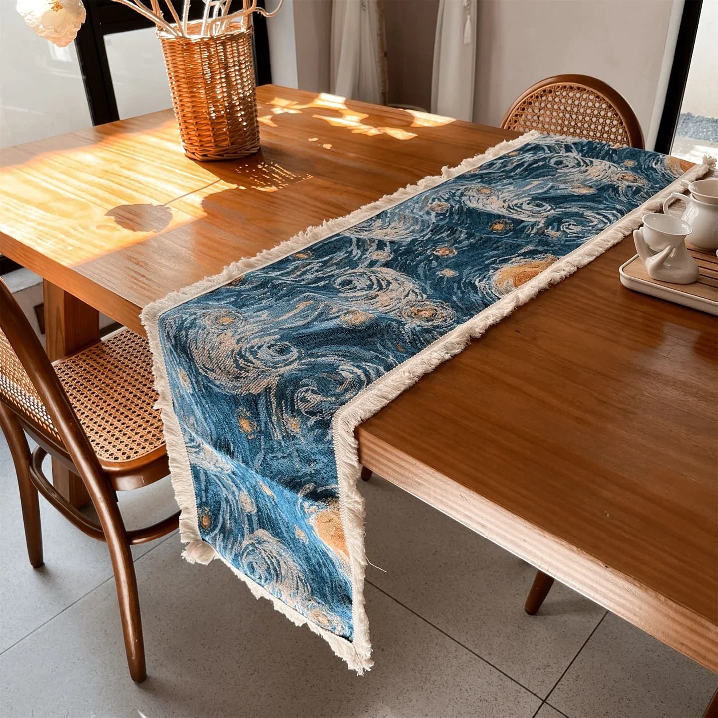 Běžec na stůl Van Gogh Hvězdná noc, bavlněná směs